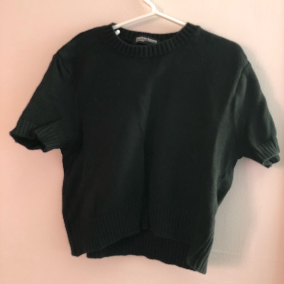 American Apparel Black Crop Short Sleeve Shirt - Picture 1 of 2